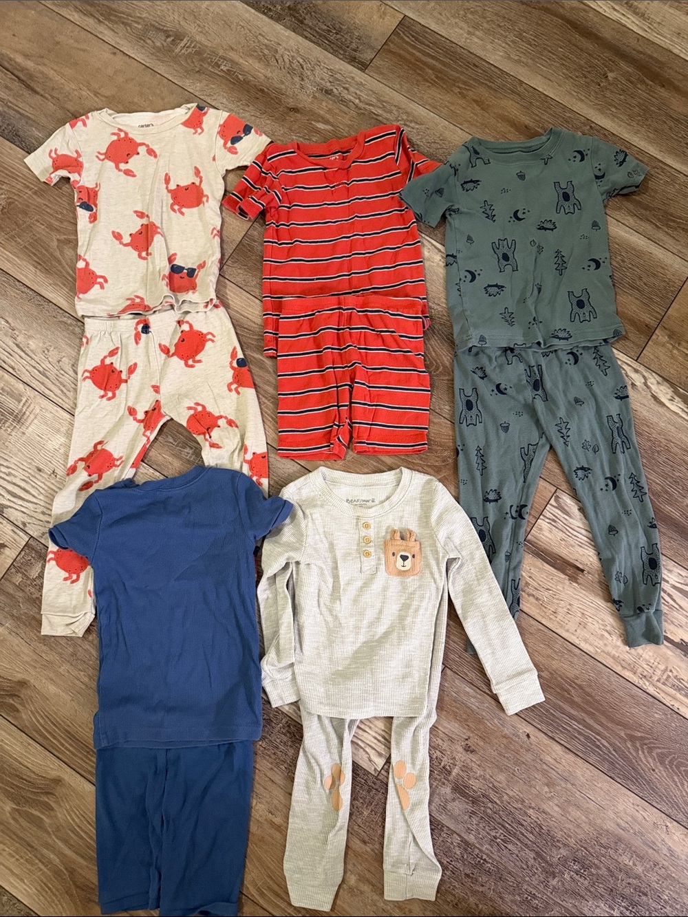 Mixed Kids Pajama Set - Red, Blue, Green, Cream Patterns